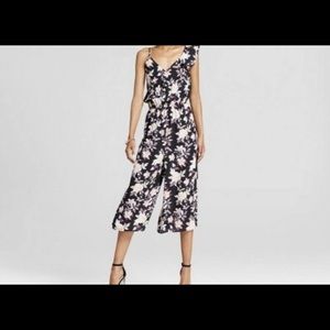 Black with floral print jumpsuit